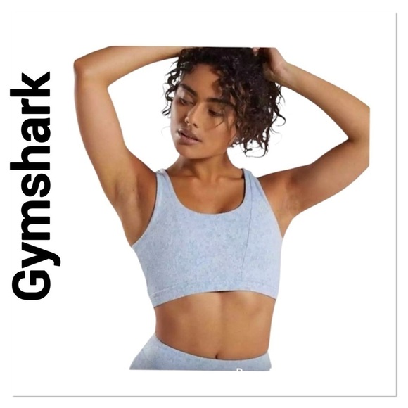 Gymshark Other - GYMSHARK Blue Fleur Texture Moisture-wicking Overlapping Sports Bra Medium